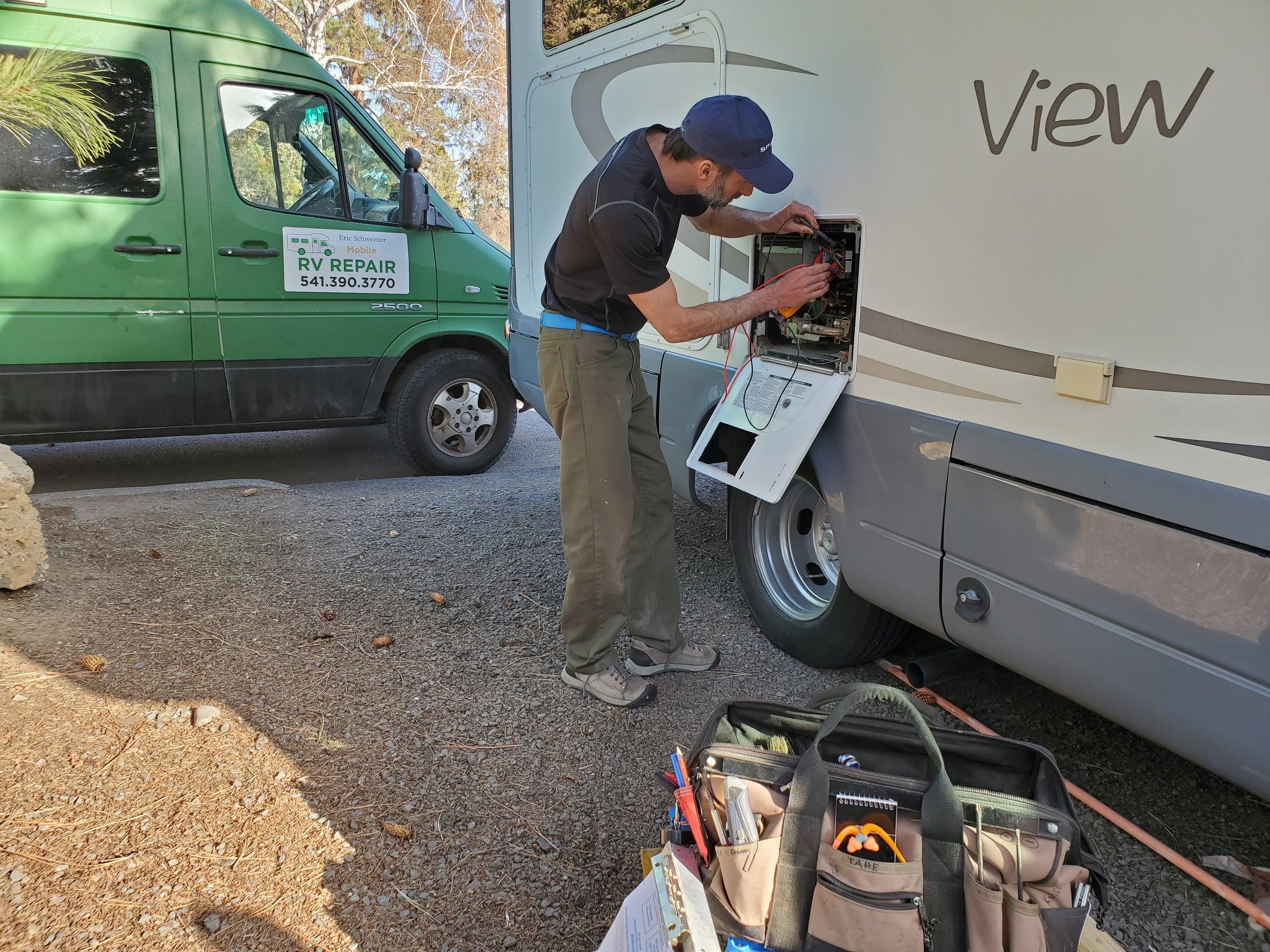 RV repair service showing maintenance costs for full time RV living