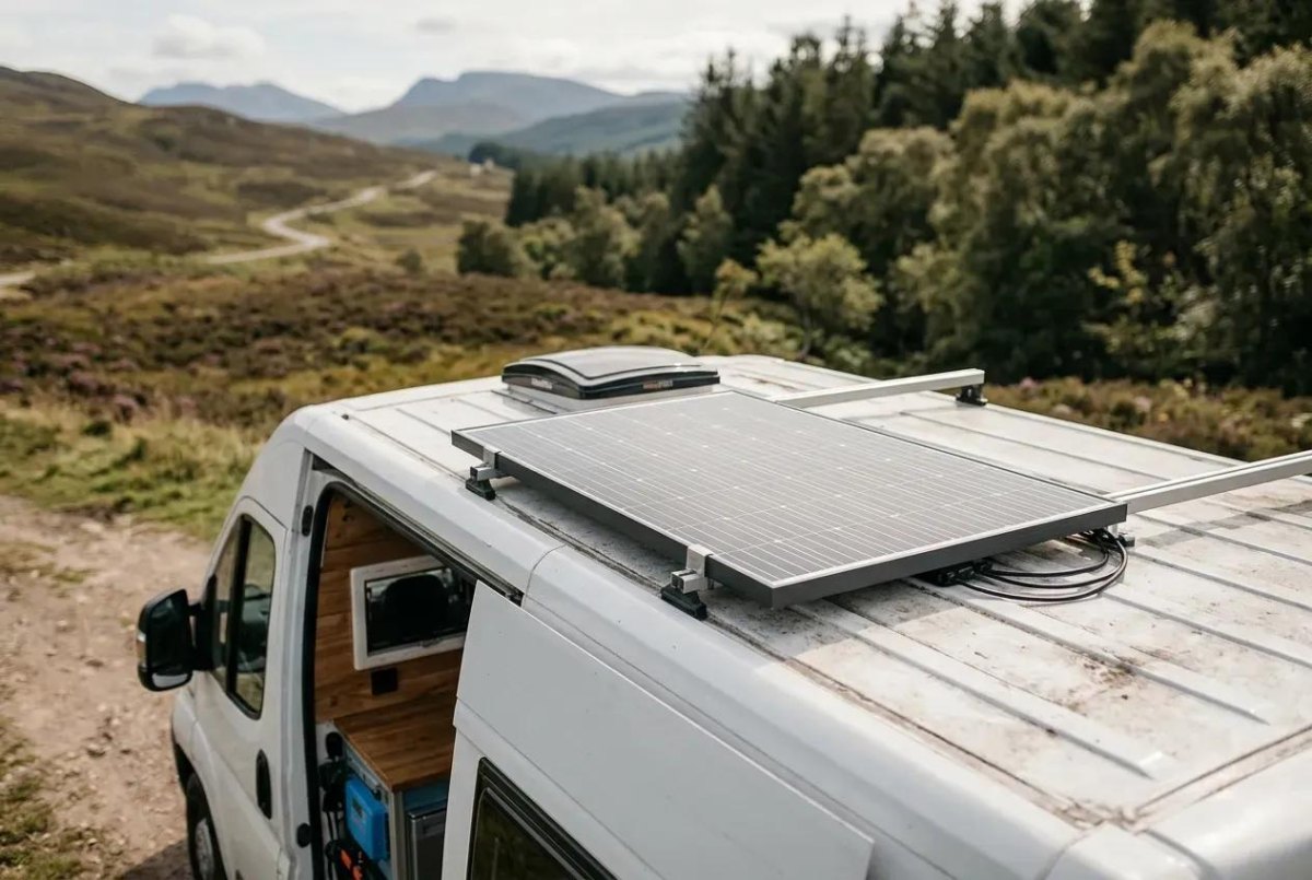Campervan solar panel roof setup