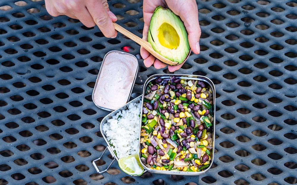 Meal prep rice bowls for camping