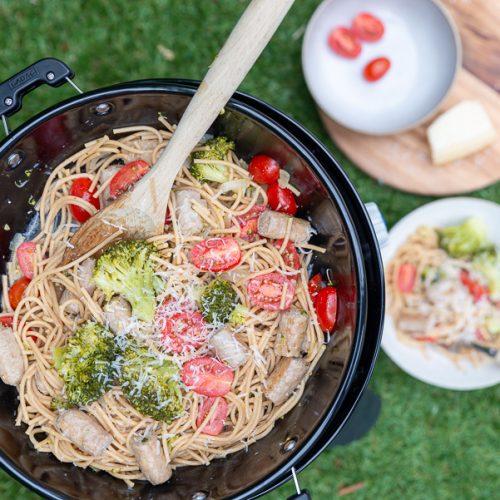 RV sausage pasta skillet dinner