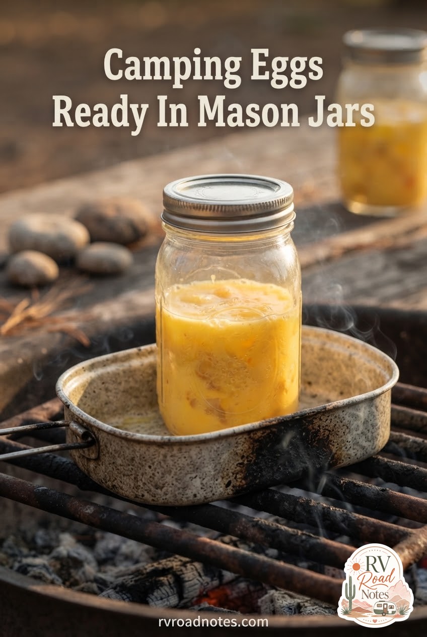 Camping Eggs Ready In Mason Jars