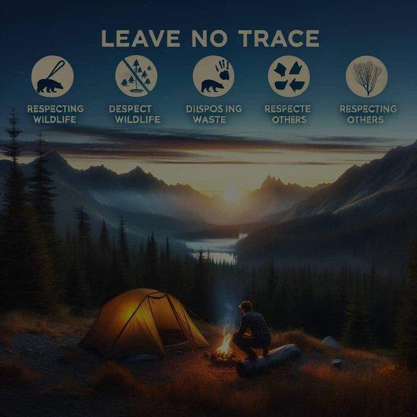 Leave No Trace camping sign for responsible dry camping practices