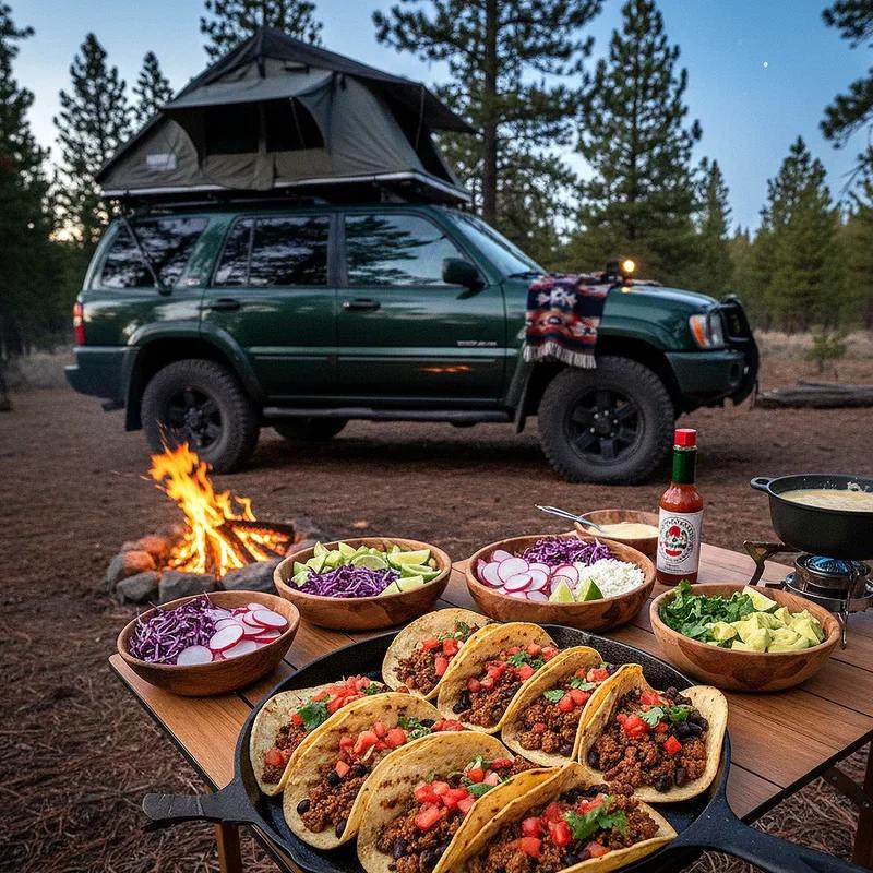 Camping tacos with prepared fillings