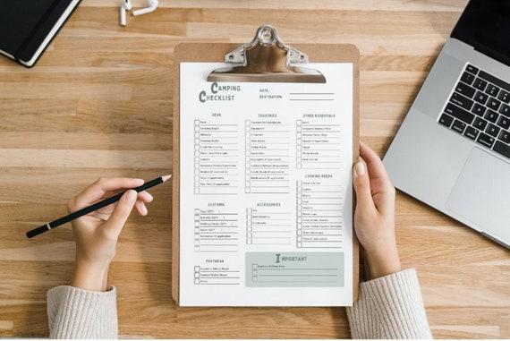 Camping checklist printable for final packing review and organization
