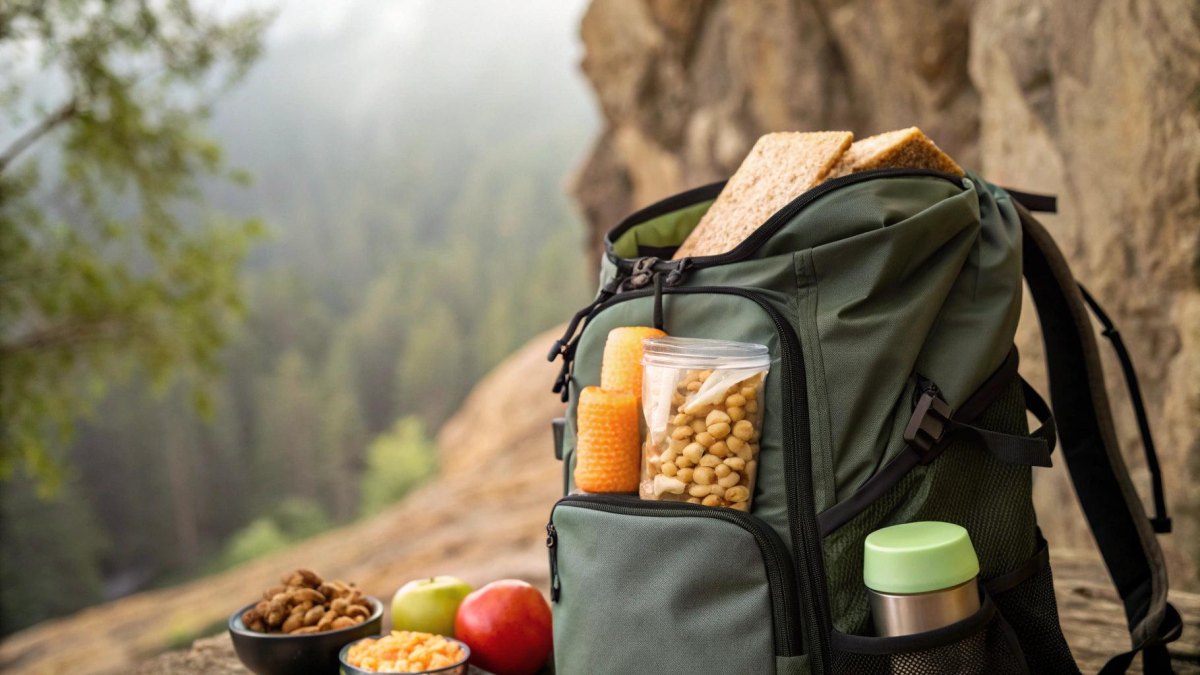 Backpacking lunch on trail
