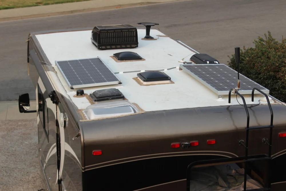 Solar panels on RV roof