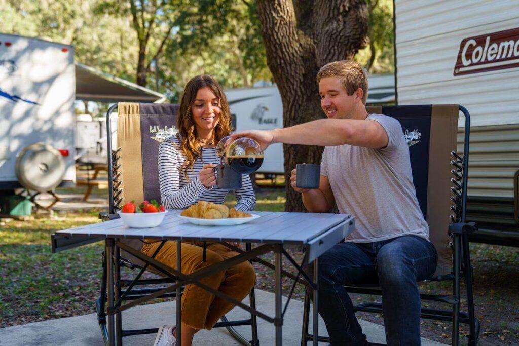 RV coffee breakfast setup