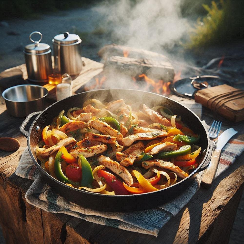 chicken fajita bowls camping