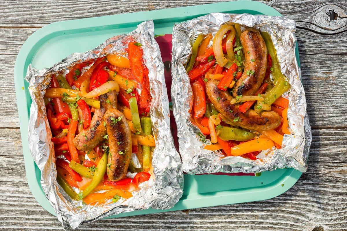 Sausage pepper foil packet meal