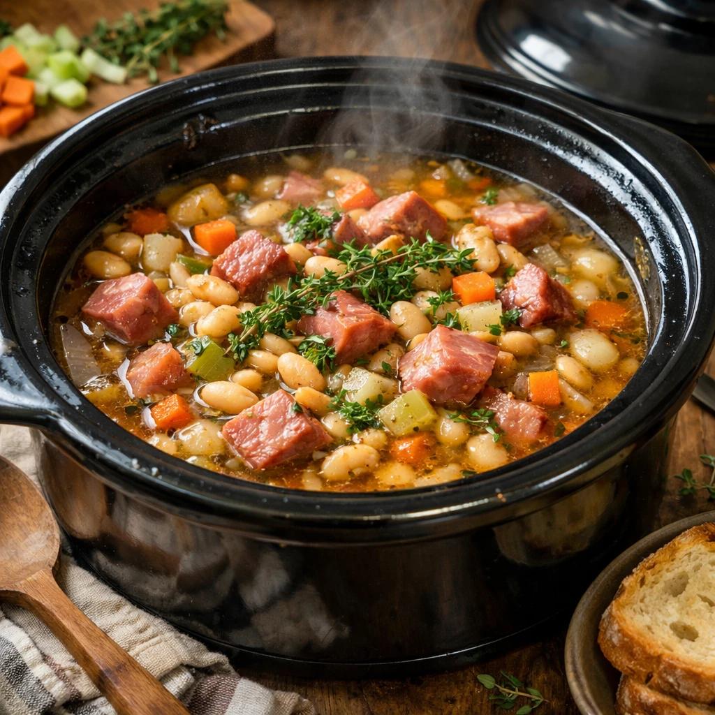 Ham and bean soup crockpot meal