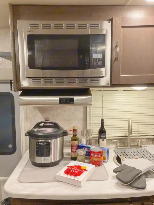 Slow cooker meal inside RV