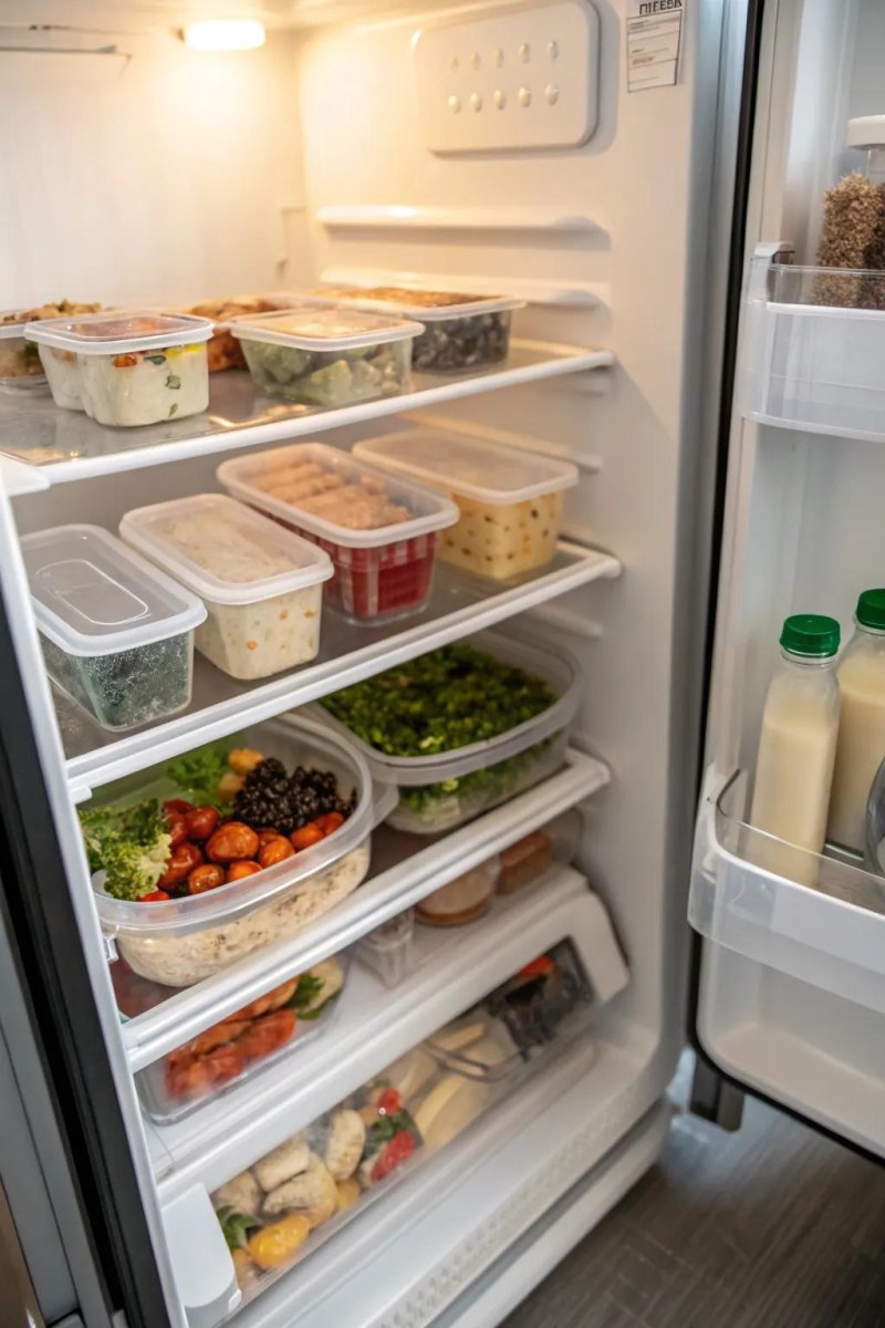 RV refrigerator food storage organization