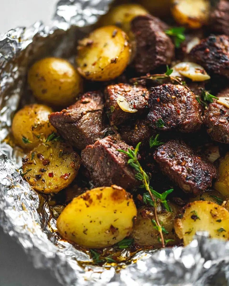 Steak and potato foil packet dinner