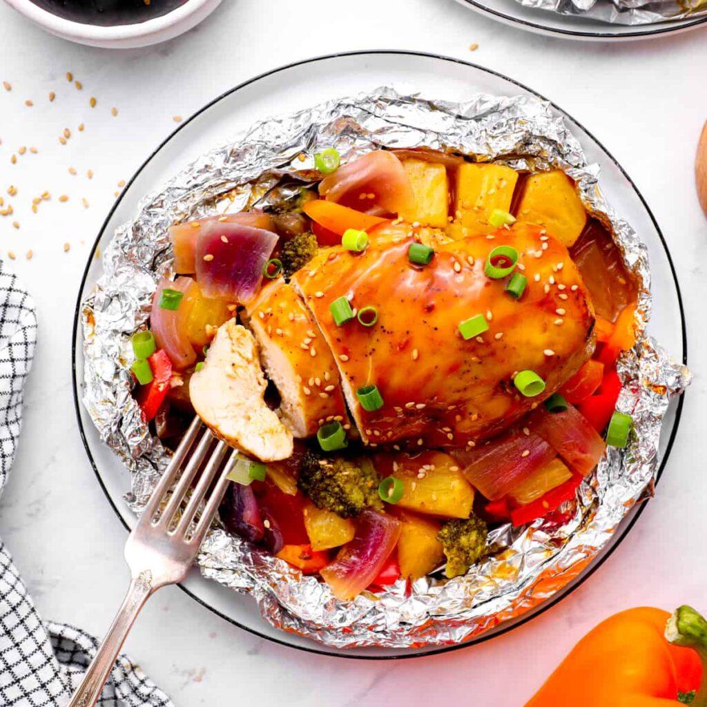 Teriyaki chicken foil packet dinner