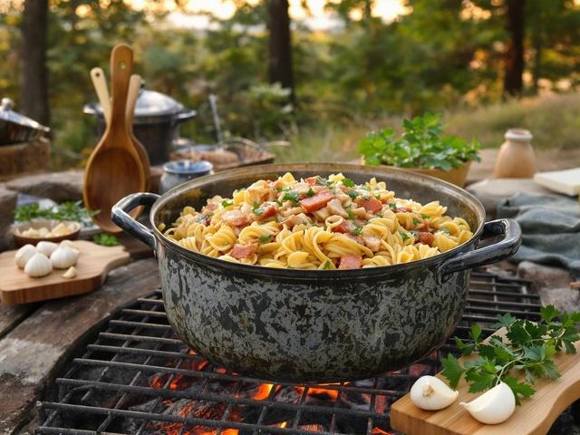Tuna lemon pasta outdoor dinner