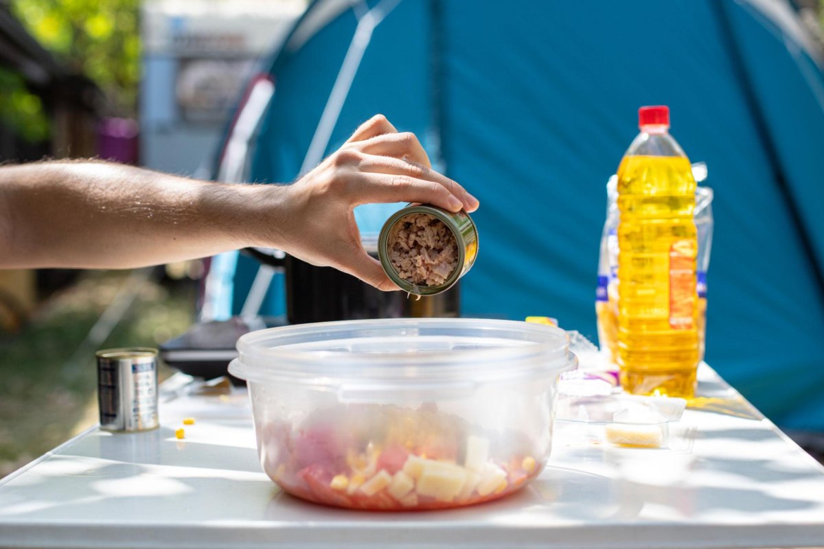 Tuna salad camping lunch