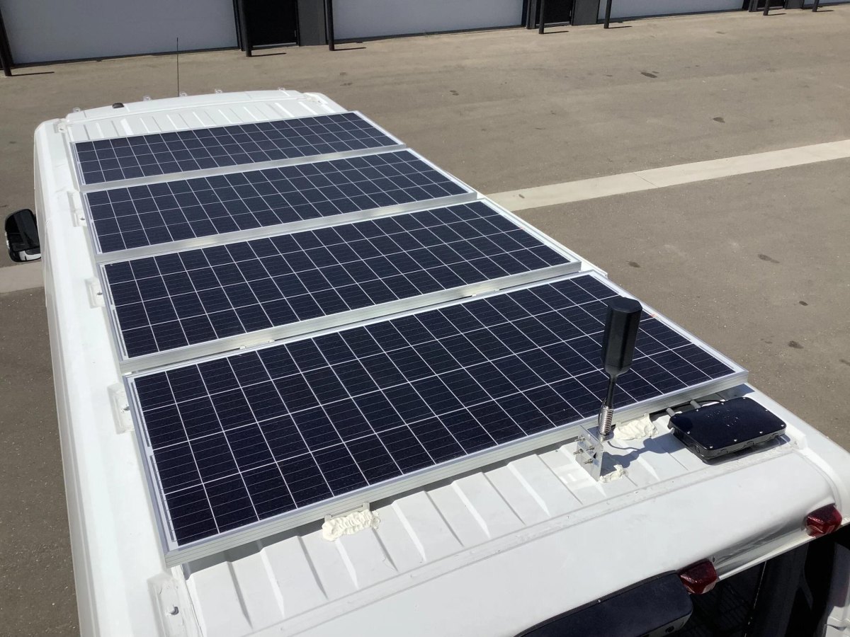 RV solar panels on camper roof