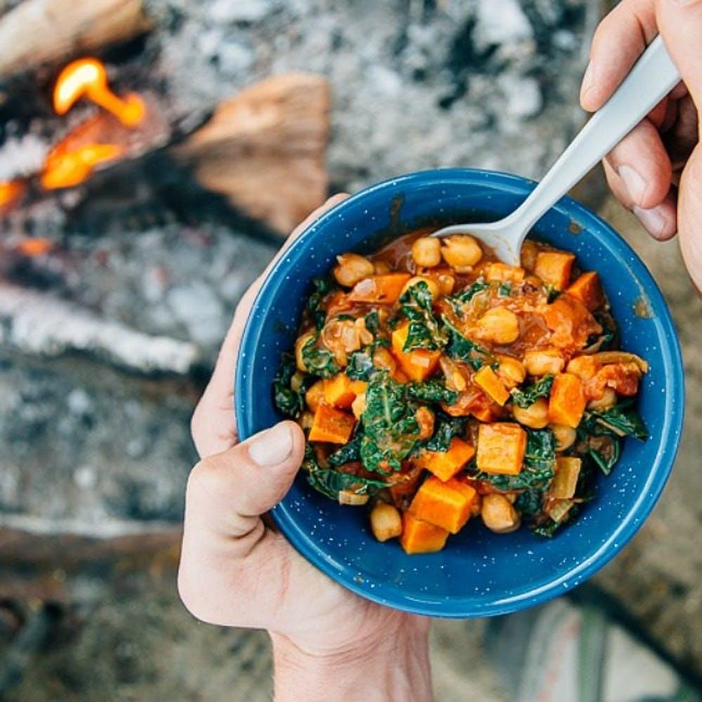 Vegetarian crockpot camping meal