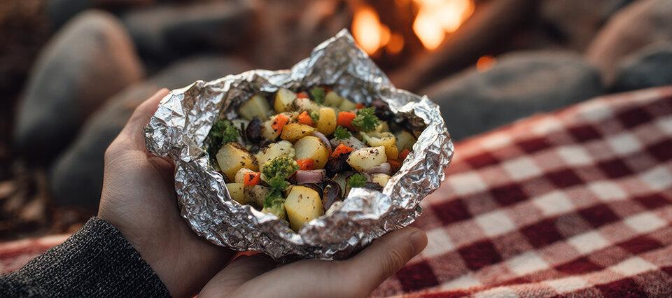 Vegetarian foil packet vegetables camping