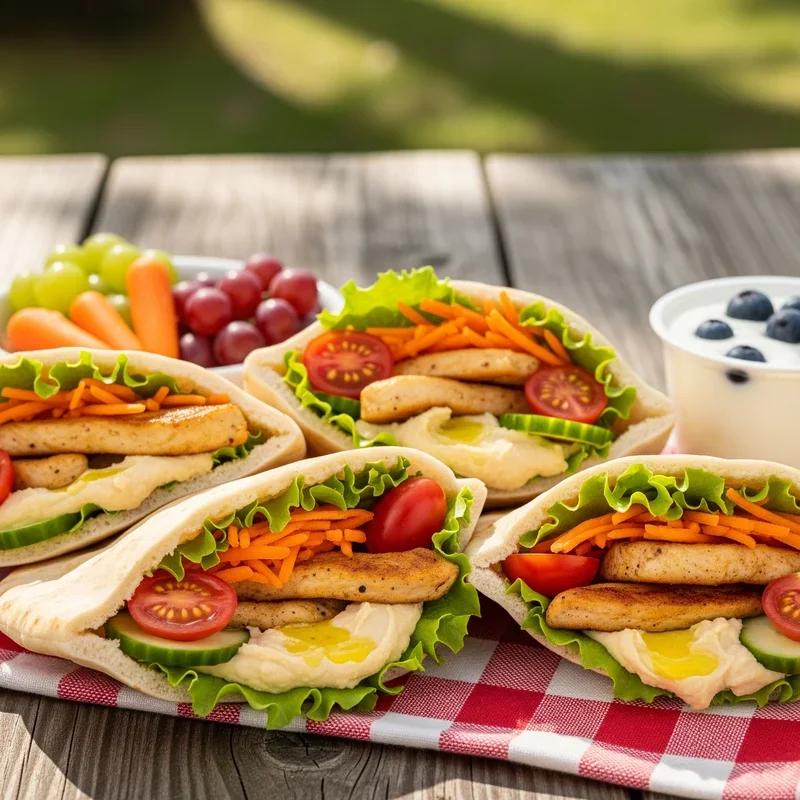 Vegetable pita camping lunch