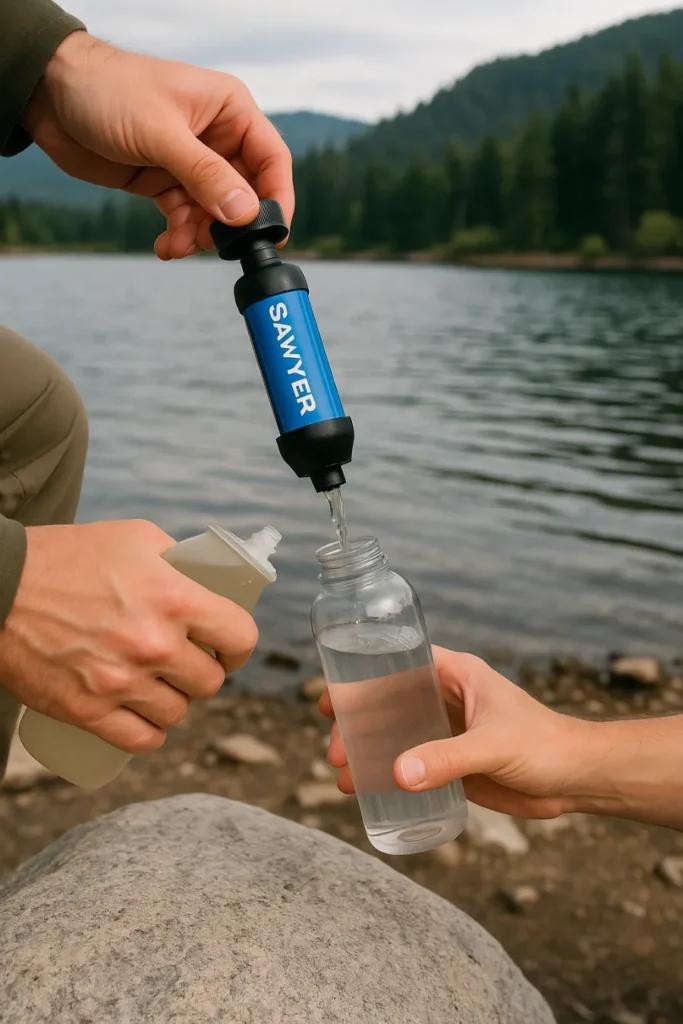 Camping checklist printable featuring water filter and hydration supplies